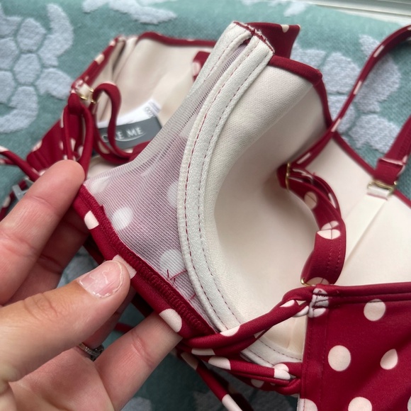 NWT Two Piece Bikini Set Adore me 32DD  Bikini Bra top/ XL White Bikini Bottoms - Picture 11 of 13